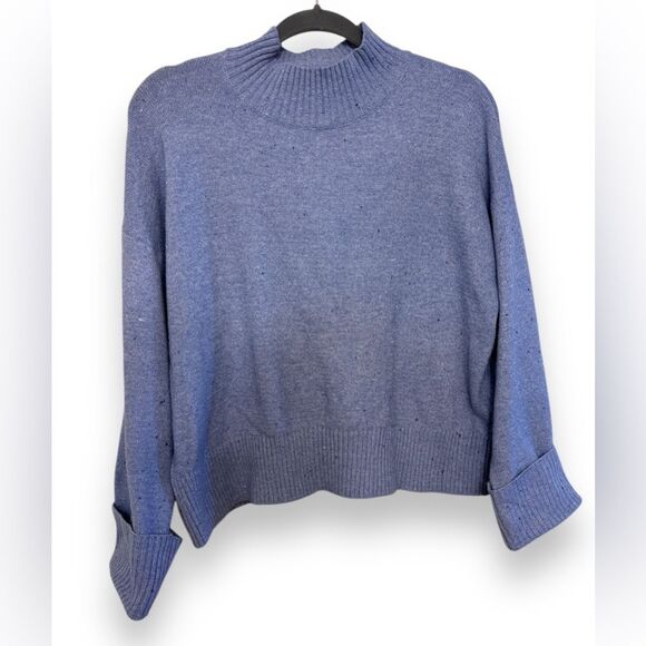 Retrology XL Cropped Knit Sweater Lightweight Turtleneck Purple / Blue - Picture 1 of 5